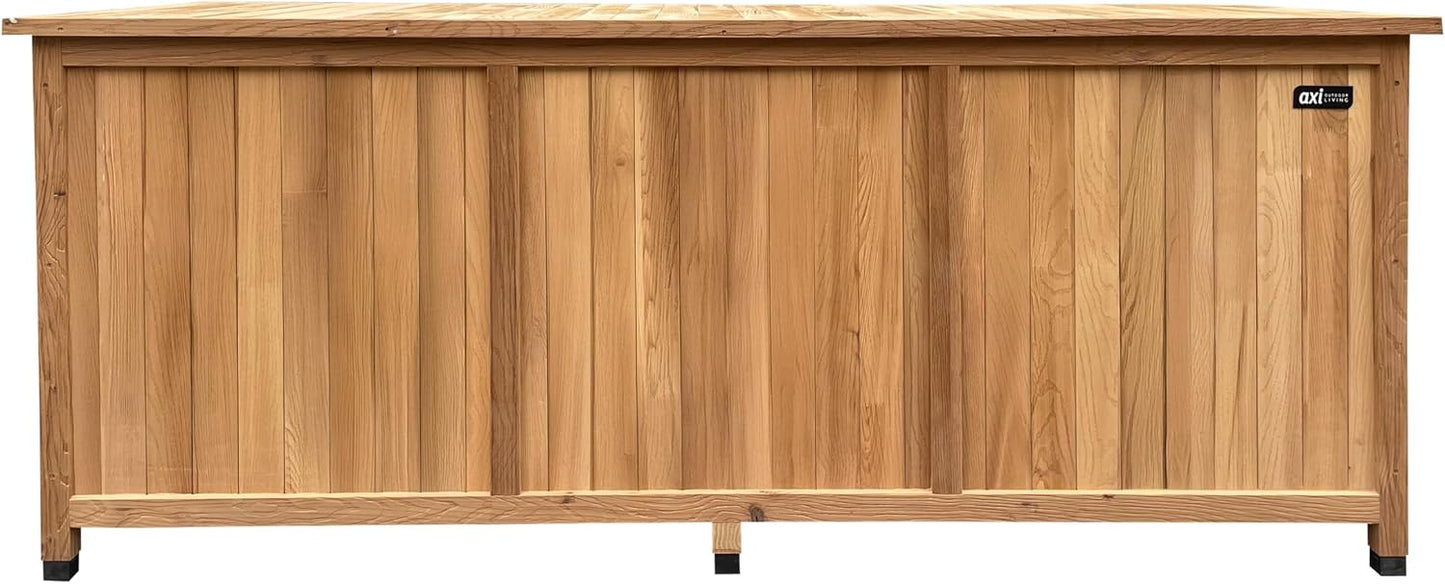  AXI Milo Coffre De Jardin En Bois Brun - 160 X 70 X 120 Cm | Coffre De Rangement Sous Un Abri Ou à L’intérieur Avec Fond Et Serrure | Meuble Exterieur Rangement Outils De Jardinage/Coussins