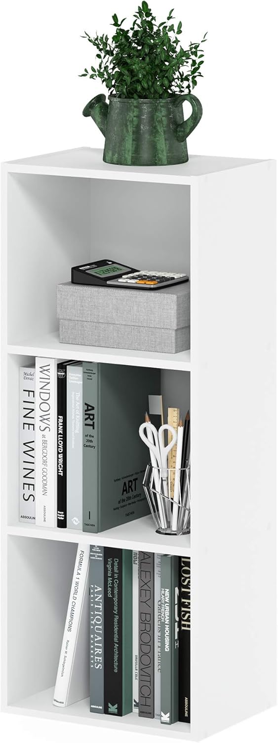  Furinno Luder Bibliothèque Etagère De Rangement Ouverte à 5 Cubes, Blanc/Vert