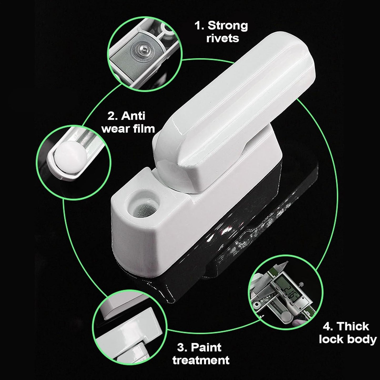  Lot De 4 Paires De Poignées De Fenêtre Pivotantes En Alliage D'aluminium Robuste Antivol Pour Portes Coulissantes Dans Les Appartements, Les Hôtels Et Les Ménages