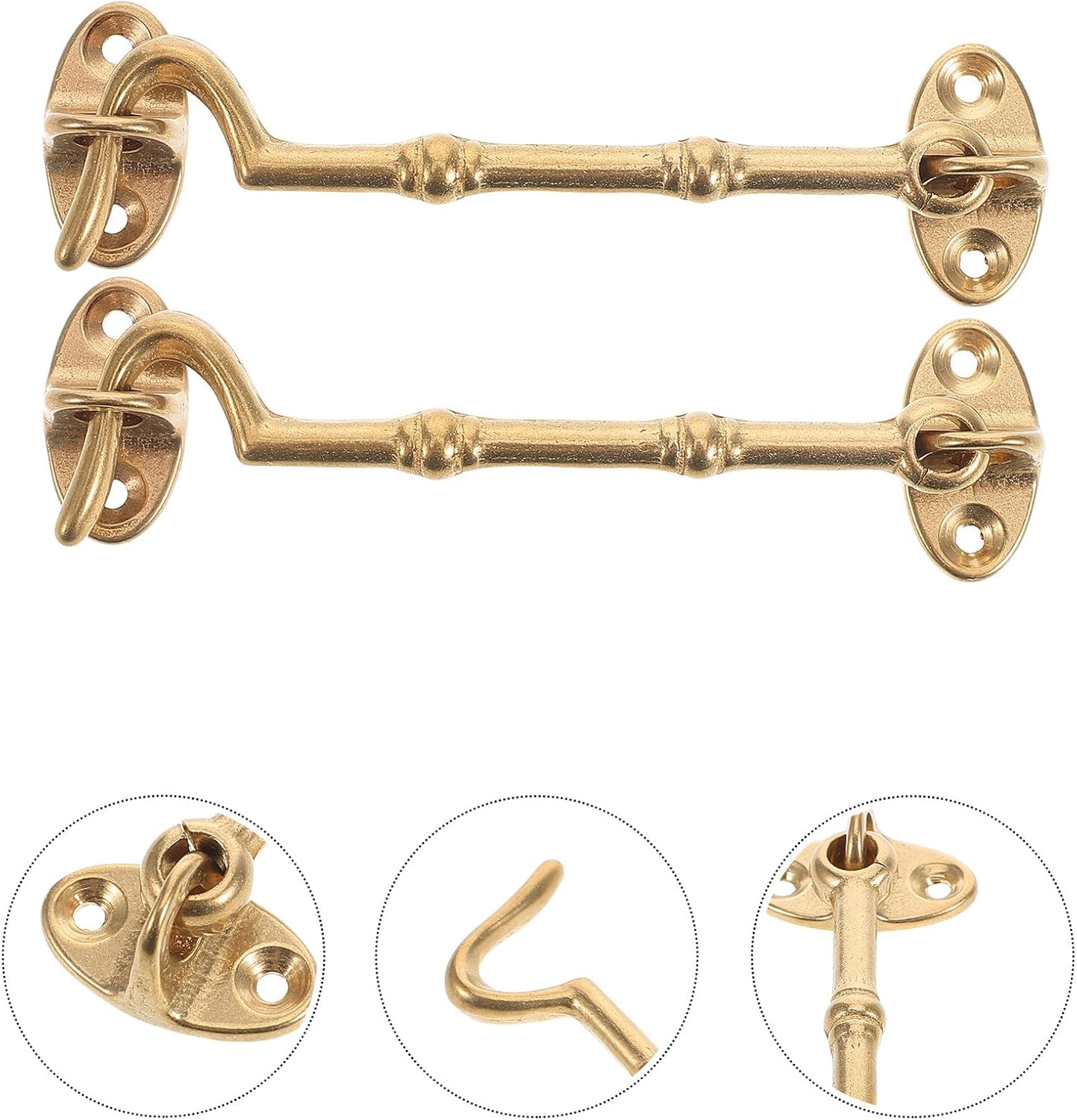  Angoily Lot De 2 Set De Loquets à Crochet En Laiton Épais 10,5 Cm, Verrou Robuste Pour Portes Et Fenêtres Intérieures, Anti-vent, Pour Remplacement Et Protection Les Courants D’air,