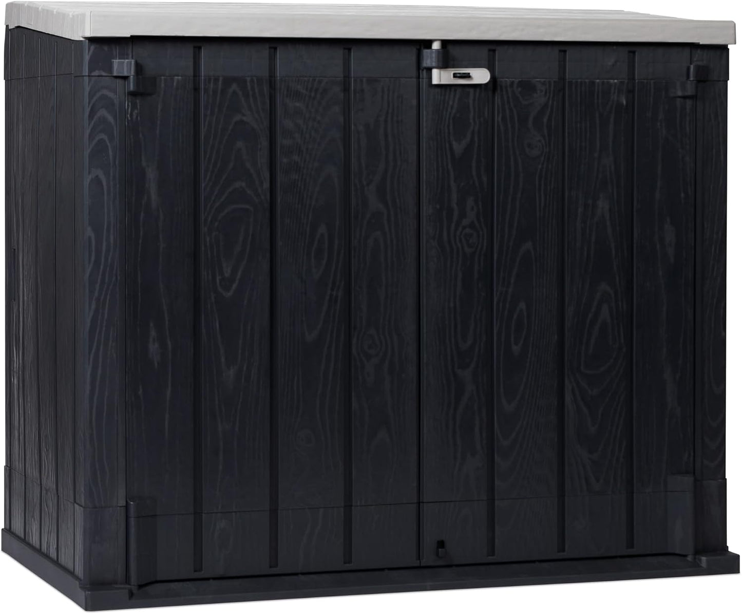  Toomax Stora Way Plus XL Coffre De Rangement Extérieur En Polypropylène Recyclé Avec Effet Bois, Couleur Anthracite/Gris Taupe