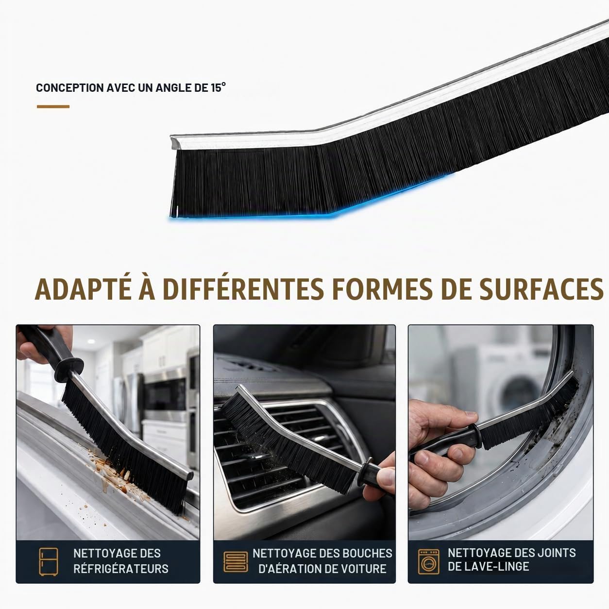  PaaoRoaru Brosse à Joints à Poils Durs Pour Nettoyer Les Coins Et Fentes, Brosse Nettoyage Idéale Pour Carrelage, Salle De Bain, Cuisine Et Douche