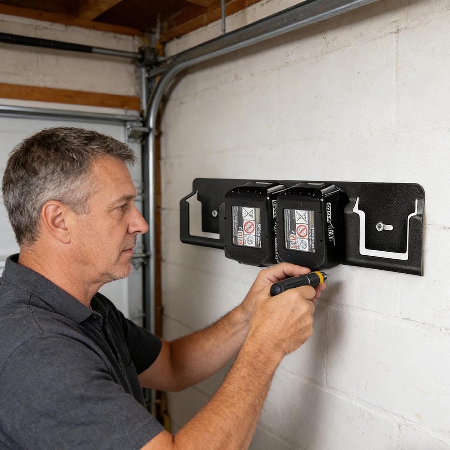  Generisch Organiseur De Piles Mural - Support En Acier Massif Robuste Avec 4 Compartiments - Système De Rangement De Piles 18 V - Pour Salon, Chambre à Coucher, Bureau, Garage, Bureau à Domicile