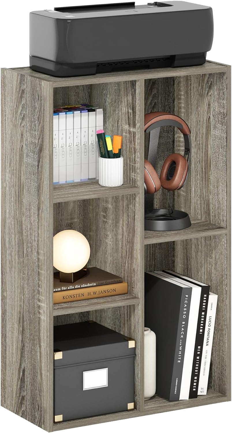  Furinno Luder Bibliothèque Etagère De Rangement Ouverte à 5 Cubes, Blanc/Bleu Clair