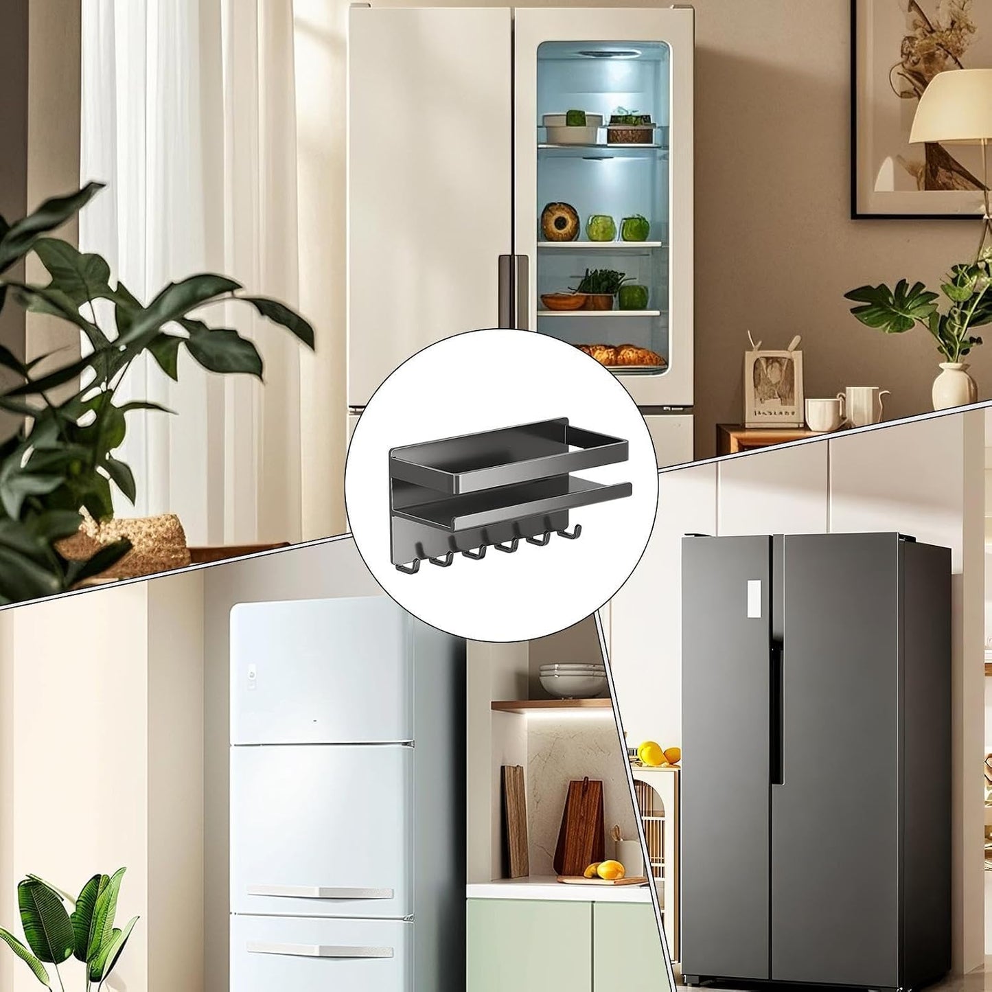  Organiseur Magnétique Pour Réfrigérateur – Support Mural Sans Perçage, Organisateur De Comptoir De Cuisine, Pour Garde-manger, Garage, Buanderie, Dortoir, Maison, Bureau, Casier, Camping-car, Porte De
