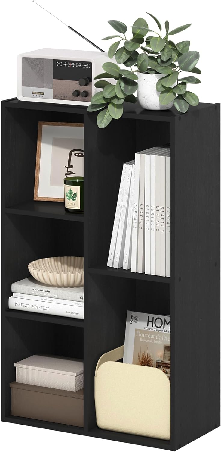  Furinno Luder Bibliothèque Etagère De Rangement Ouverte à 5 Cubes, Blanc/Bleu Clair
