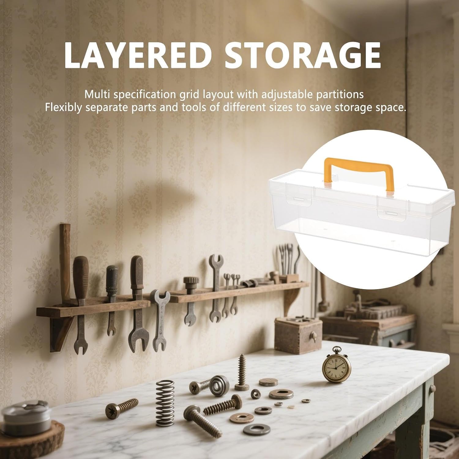  Boîte De Rangement D'outils, Organisateur De Stockage De Quincaillerie, Coffret De Rangement Transparent Avec Compartiments Pour Écrous Boulons Électronique Borne Marqueur Cliquet Pince Clé Et