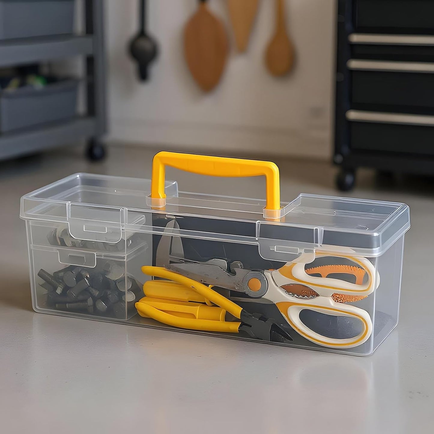  Boîte De Rangement D'outils, Organisateur De Stockage De Quincaillerie, Coffret De Rangement Transparent Avec Compartiments Pour Écrous Boulons Électronique Borne Marqueur Cliquet Pince Clé Et