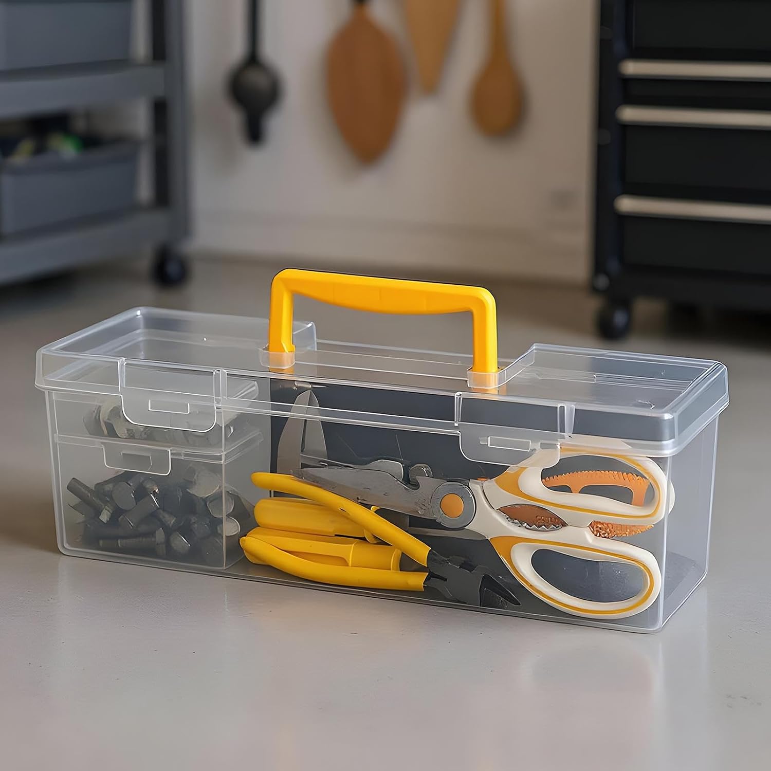  Boîte De Rangement D'outils, Organisateur De Stockage De Quincaillerie, Coffret De Rangement Transparent Avec Compartiments Pour Écrous Boulons Électronique Borne Marqueur Cliquet Pince Clé Et