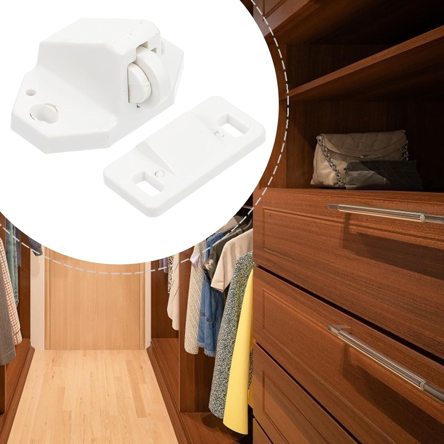  Healvian Sets De Loquets De Porte Lot De 10 En Plastique Blanc Texture Ferme Résistante Pour Meubles Et Portes Pour Bibliothèque Et Placard