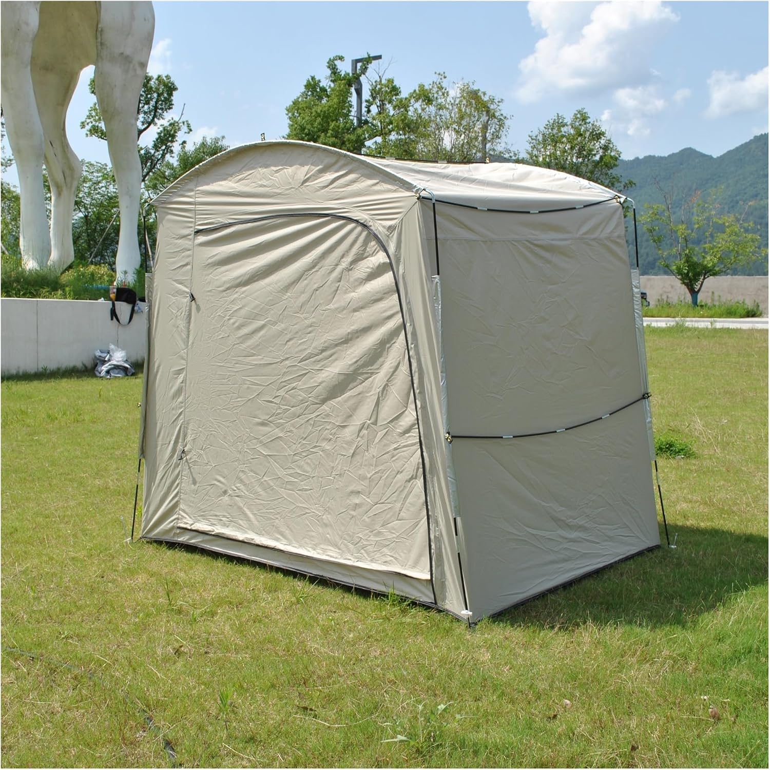 GENERIC Abri à Vélo Imperméable Pour Le Rangement Extérieur, Avec Fenêtres D'aération, Facile à Plier, Dimensions 220 X 150 X 185 Cm – Idéal Pour Protéger Vélos Et équipements.
