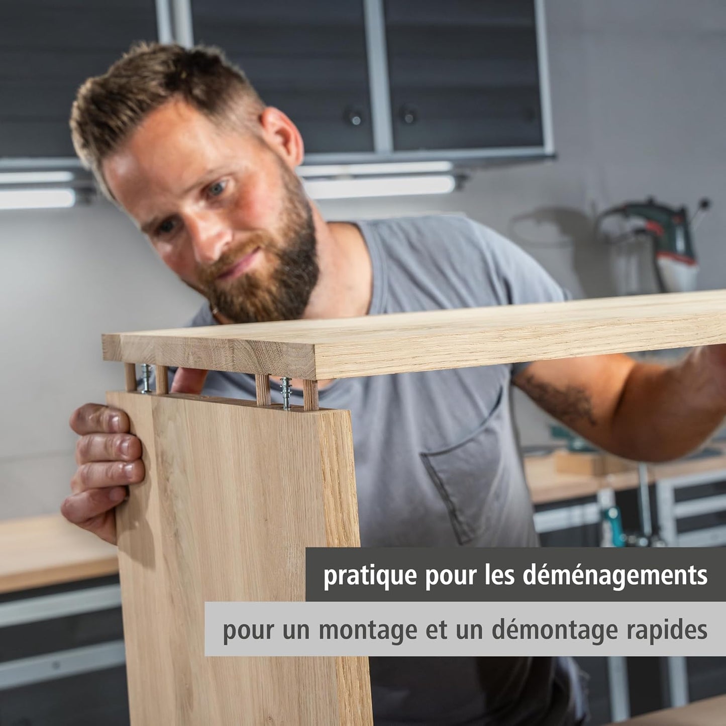  Wolfcraft 4665000 - Kit De Ferrures Excentriques Pour Meubles - Kit Complet Pour Assemblages Vissés Lors De Construction De Meubles