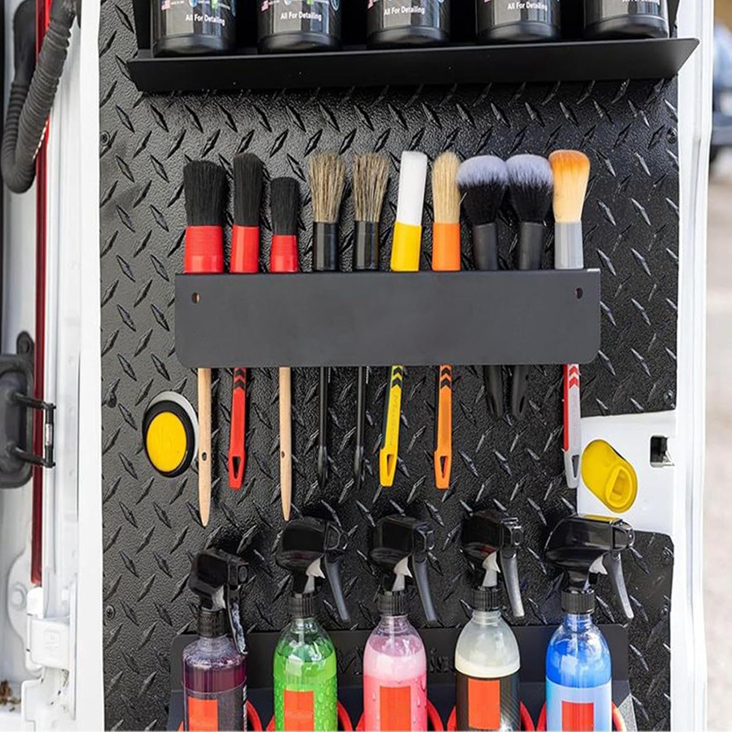  Générique Organisateur De Brosses De Détail Auto - Support Mural Pour Brosses De Lavage Auto - Organisation Garage Rangement Intérieur Extérieur Pour Peinture Van Jardin