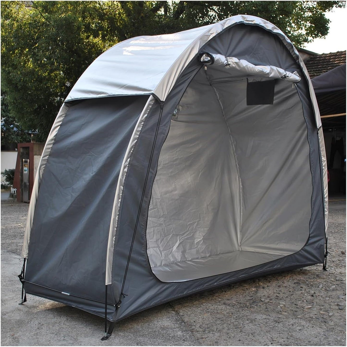 GENERIC Abri à Vélo Imperméable - Solution De Rangement Extérieur, Résistant Aux Déchirures, Pliable Avec Fenêtres D'aération, Idéal Pour Les Vélos, Dimensions 220 X 150 X 185 Cm (C)