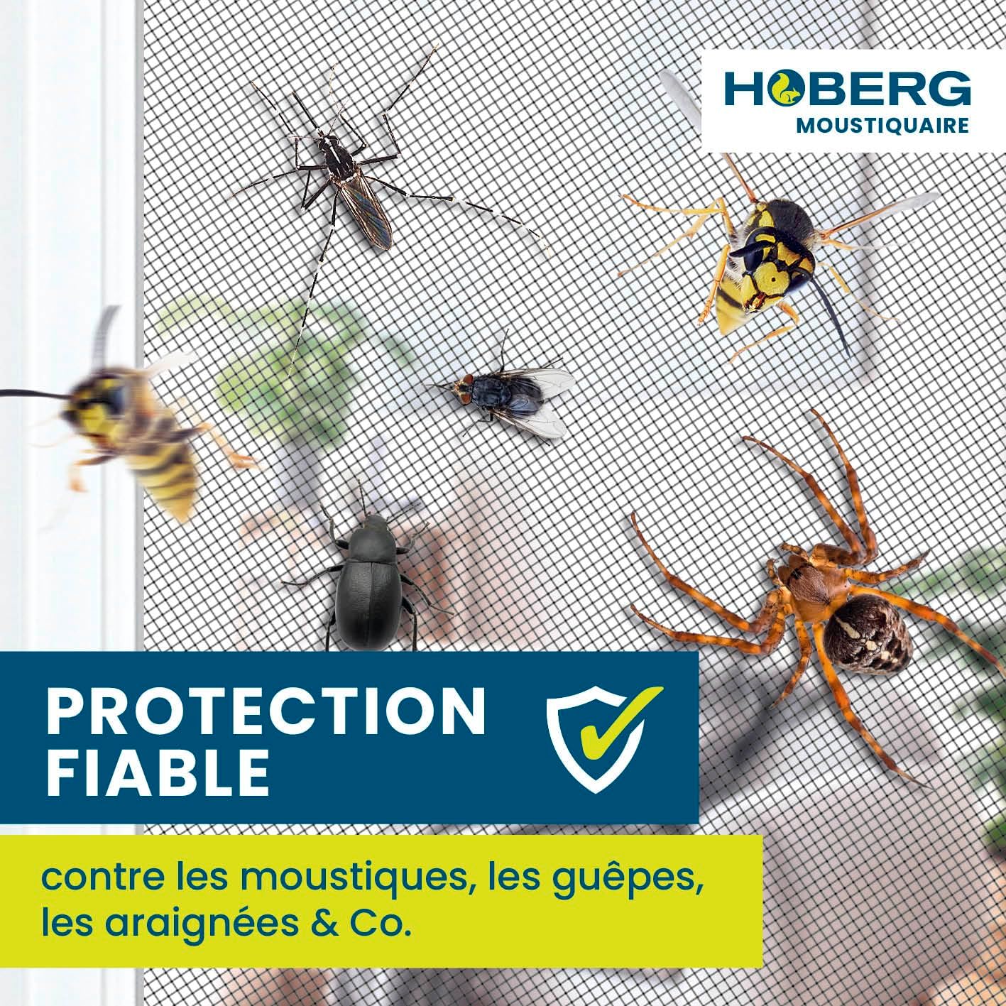 Hoberg Moustiquaire De Fenêtre Avec Fixation Magnétique Innovante | Moustiquaire Jusqu'à 150 X 130 Cm Découpable Individuellement, Pas De Perçage Ni De Vissage | Fixation Avec 16 Aimants [Noir]