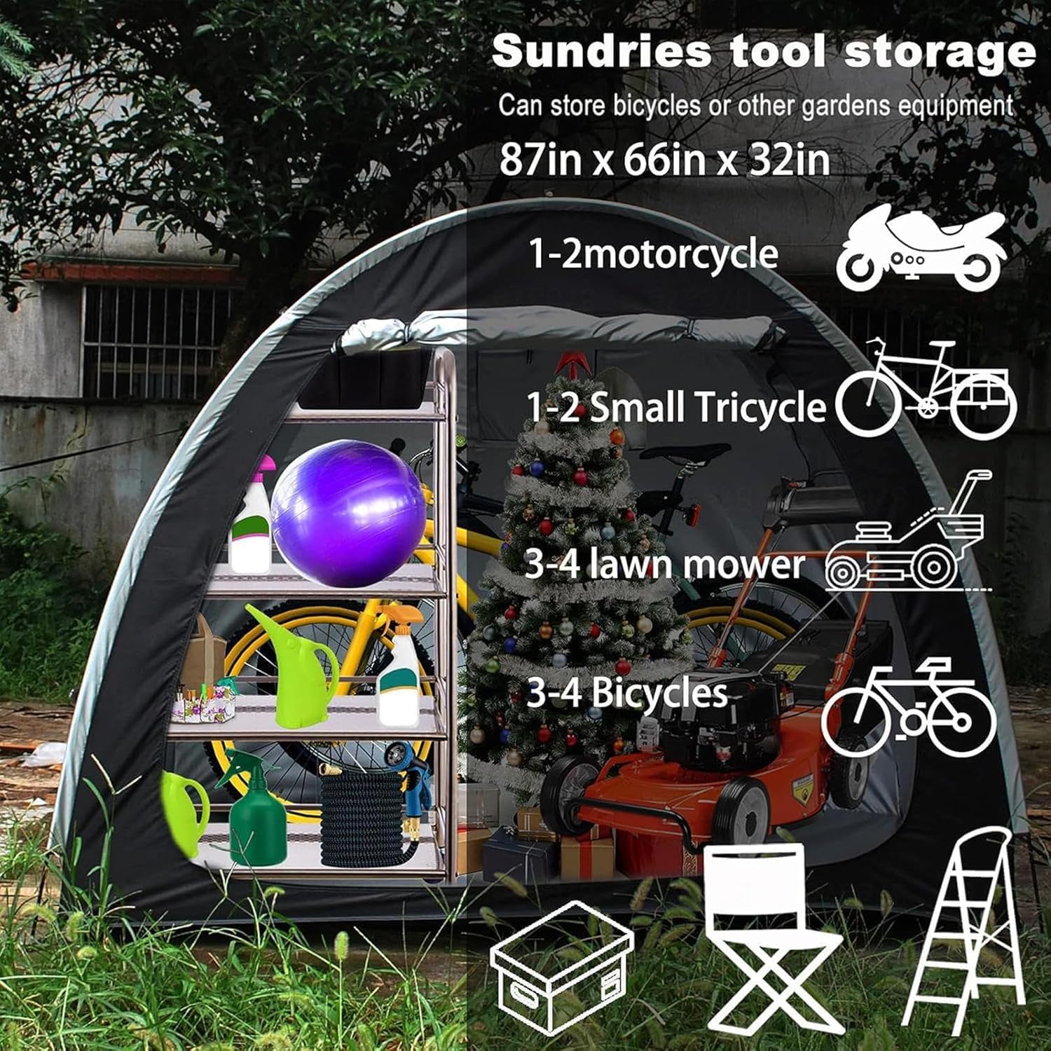  Tente De Vélo De Rangement D'extérieur – Imperméable Et Résistant Aux Intempéries Pour Meubles De Terrasse, Vélo Et Moto – Design Durable Pour Toutes Les Conditions Météorologiques