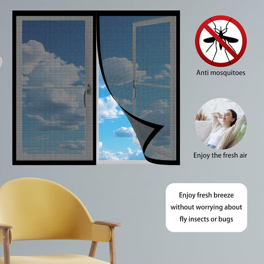  Mosquito Net With Magnetic Closure, 98 X 101 Cm, Automatic Closure, Insect Screen, Magnetic Installation Kit For All Types Of Windows, White