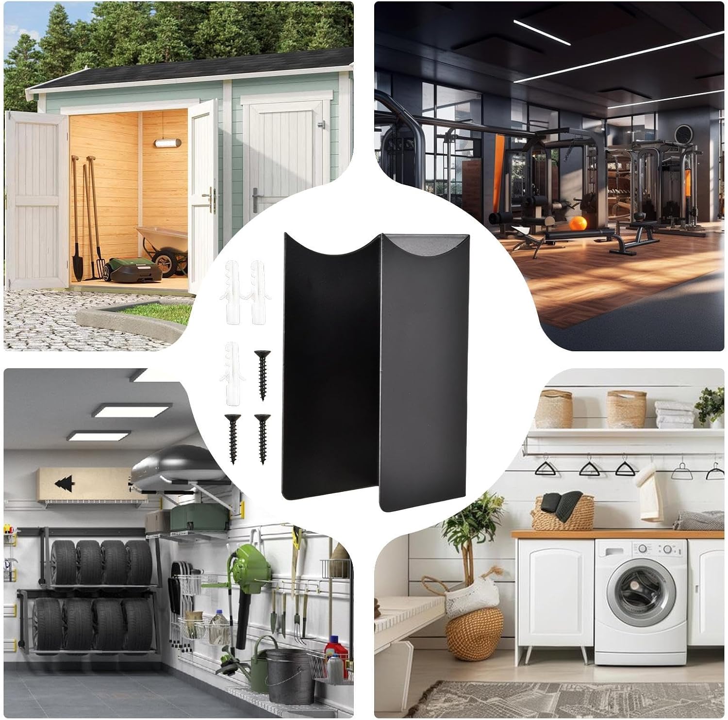 Support De Balai Mural Pour Balais Et Serpillières - Étagère De Rangement De Garage En Métal,Solution De Rangement Pour Balais,Applicable à L'appartement Sous-sol Extérieur Jardin Maison Cuisine Et