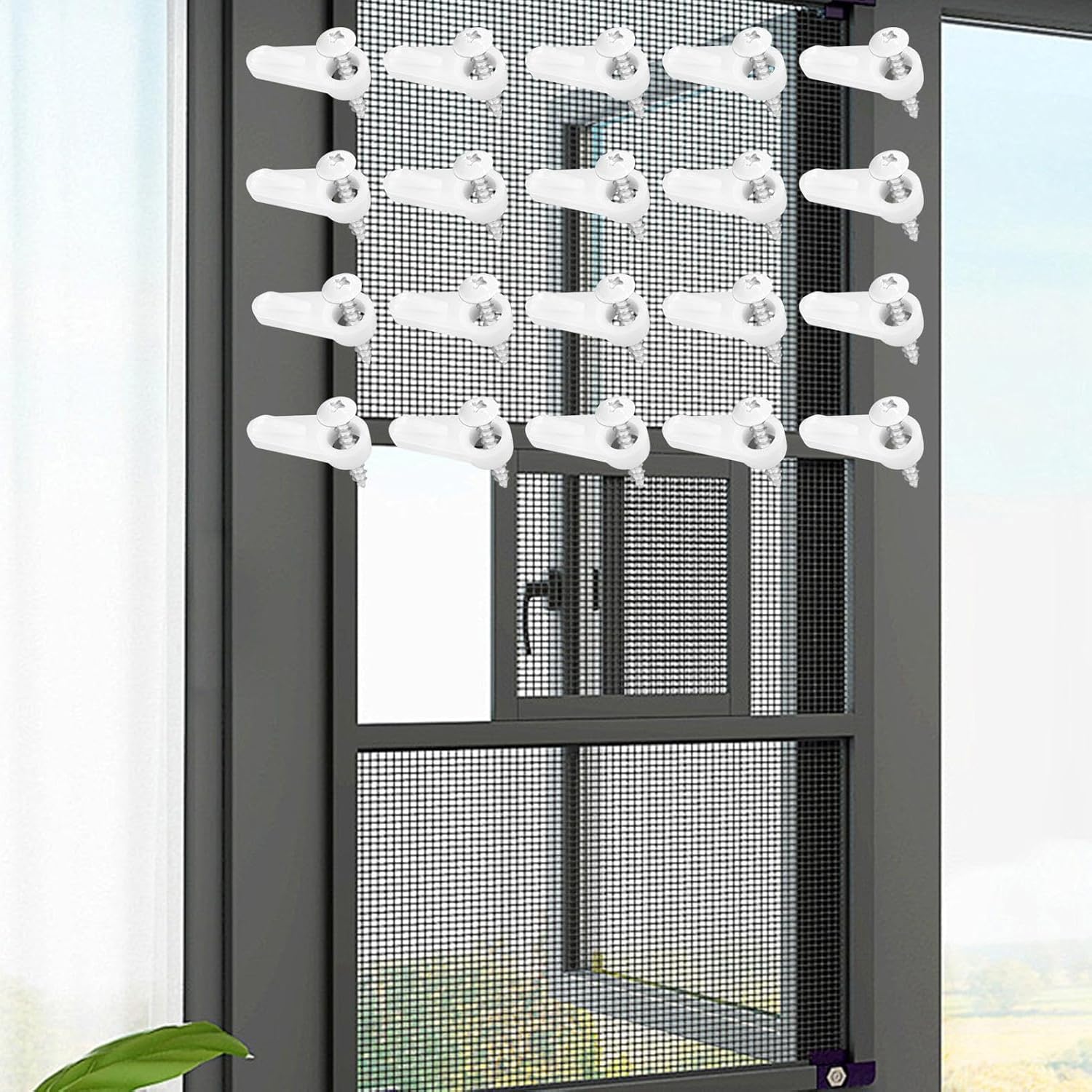  Clips De Fixation Pour Moustiquaire | 20 Pièces Quincaillerie Fixation Moustiquaire Avec Vis,Clips Maintien Contre-Fenêtre - Pour Ferme, Appartement, Chambre, Cuisine Et Salle De Bains