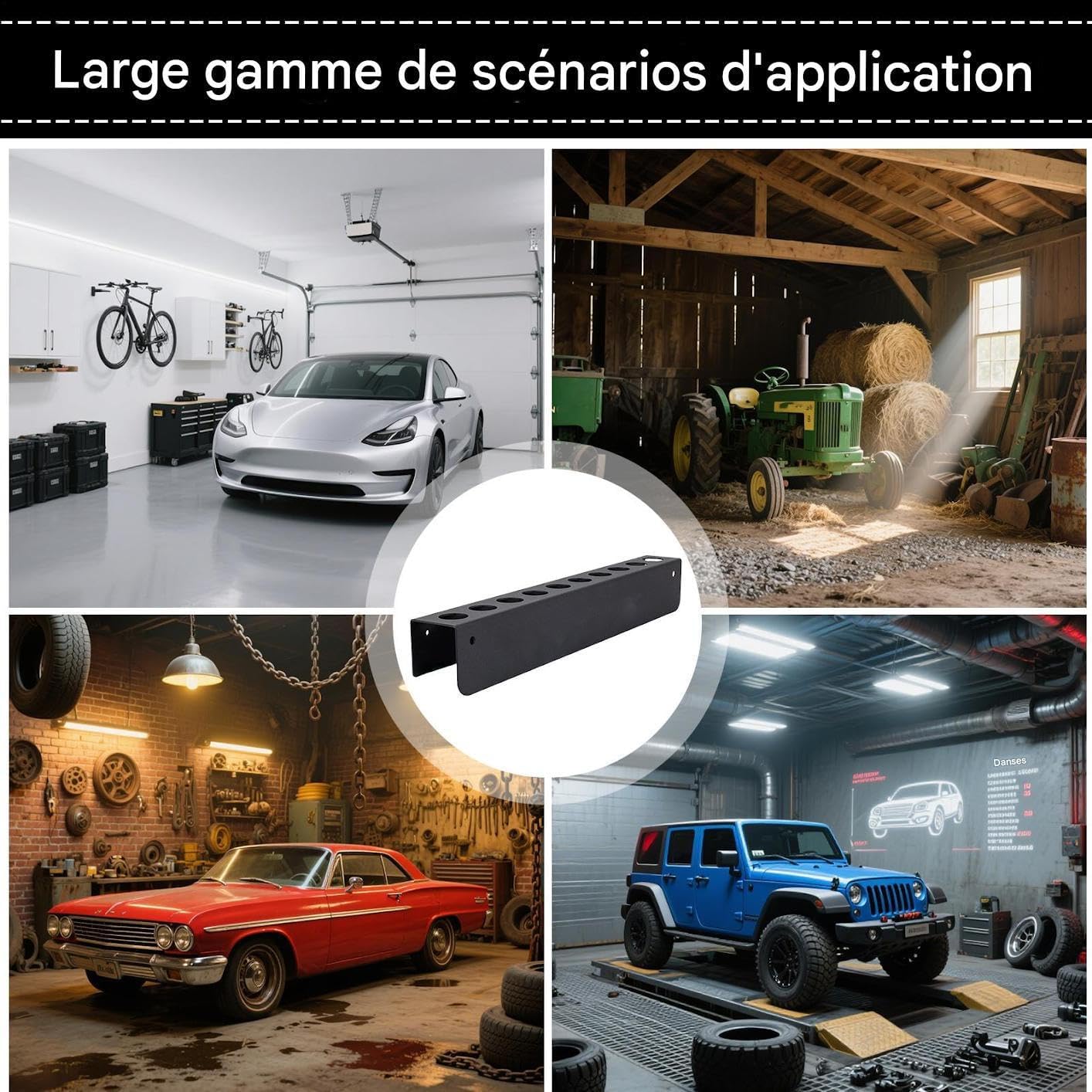  Générique Organisateur De Brosses De Détail Auto - Support Mural Pour Brosses De Lavage Auto - Organisation Garage Rangement Intérieur Extérieur Pour Peinture Van Jardin