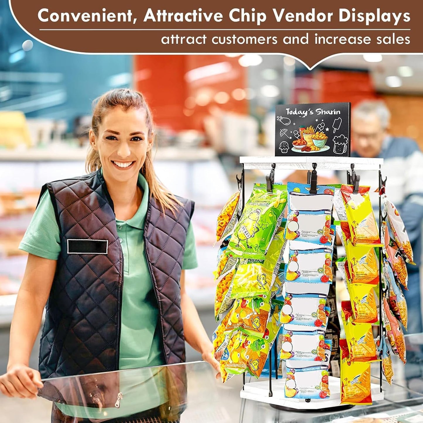  Générique Présentoir à Snacks - Support À Chips Organisateur Avec Porte-Étiquettes - Panneau D'Affichage Et Rangement Alimentaire Pour Organisation De Garde-Manger