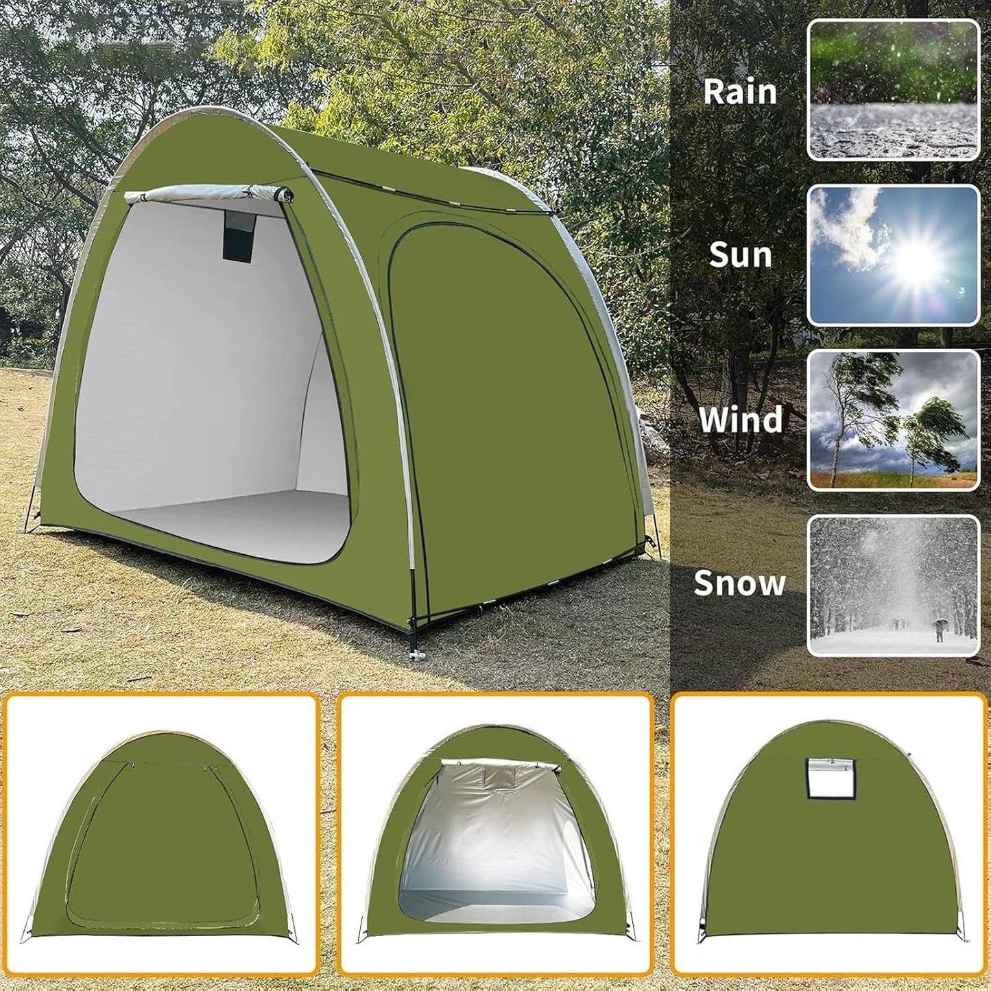  Abri De Vélo | Housse Portable Pour Moto | Tente De Rangement D'extérieur Résistante Aux Intempéries Avec Double Entrée Pour Jardin, Pelouse, Camping, Arrière-cour