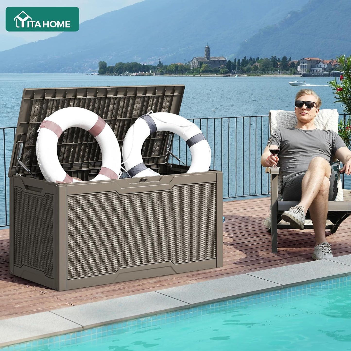  YITAHOME Boîte De Pont, Marron Clair, 47.6" L X 21.2" W X 24.8" H