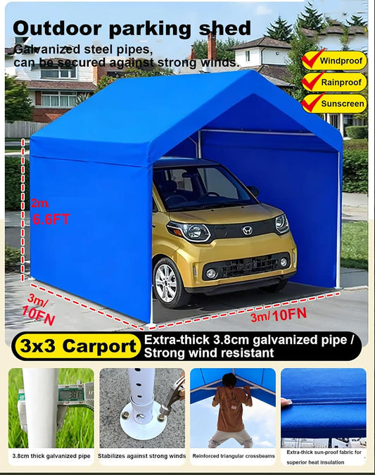  Auvent De Rangement Extérieur Pour Abri D'auto En Tissu Oxford Résistant Aux Intempéries, Parois Latérales Amovibles, Abri De Garage Multifonction Pour Véhicules, Tracteurs Et Arrière-cour