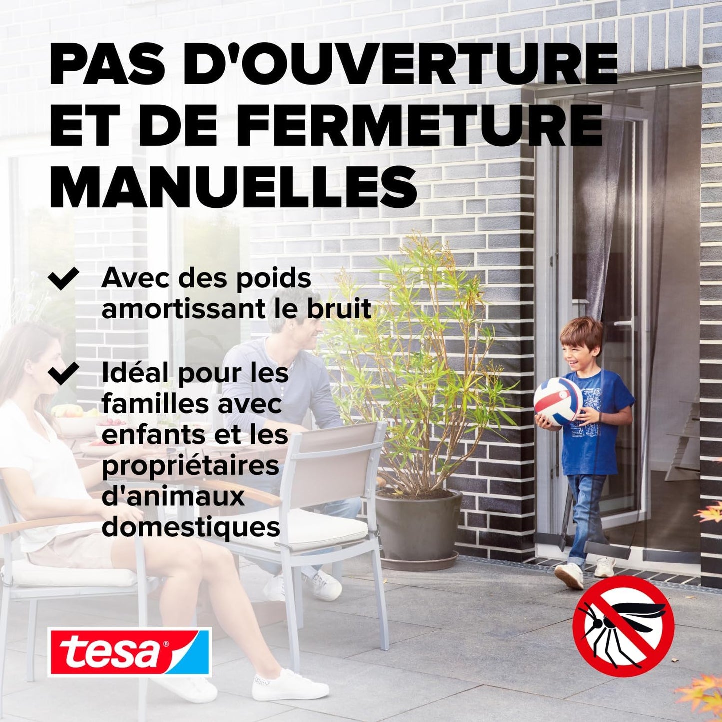  Tesa INSECT STOP Aluminum Lamella Curtain Premium - Moustiquaire Télescopique - Pour Portes De Balcon Et De Patio - Installation Facile Sans Perçage - 95 X 220 Cm - Anthracite (Transparent)