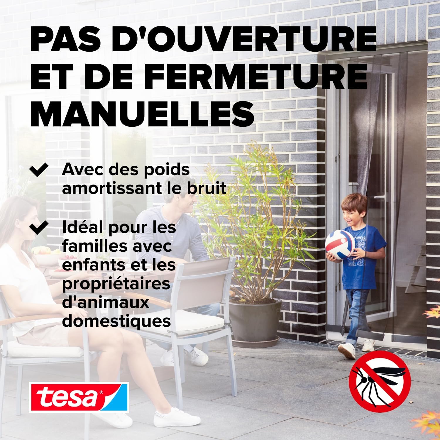  Tesa INSECT STOP Aluminum Lamella Curtain Premium - Moustiquaire Télescopique - Pour Portes De Balcon Et De Patio - Installation Facile Sans Perçage - 95 X 220 Cm - Anthracite (Transparent)