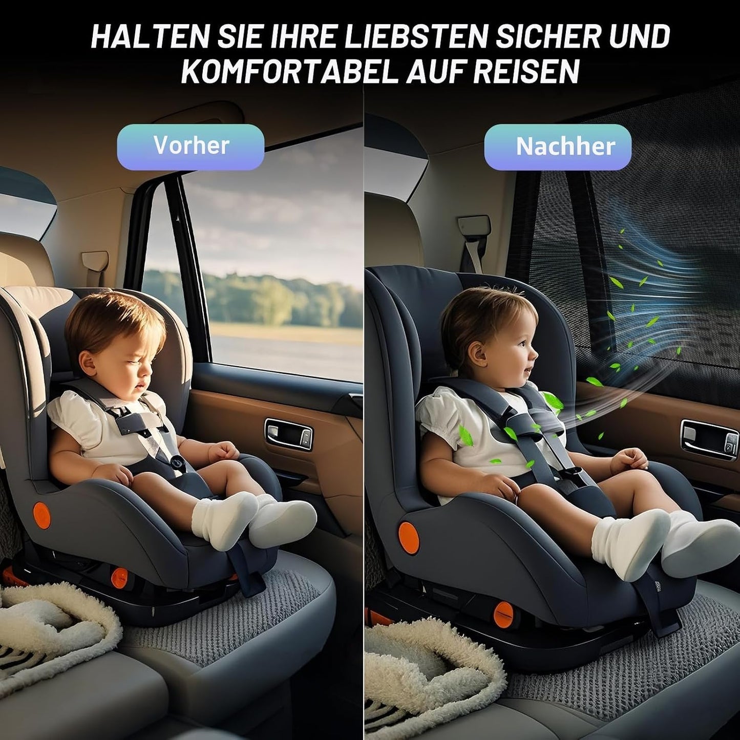  Moustiquaire De Voiture Pour VW Caravelle 2015-2019 (T6), Pare-Soleil Fenêtre Voiture Chaussette Écran De Fenêtre Latérale Maille Anti Insecte,2 Front Windows