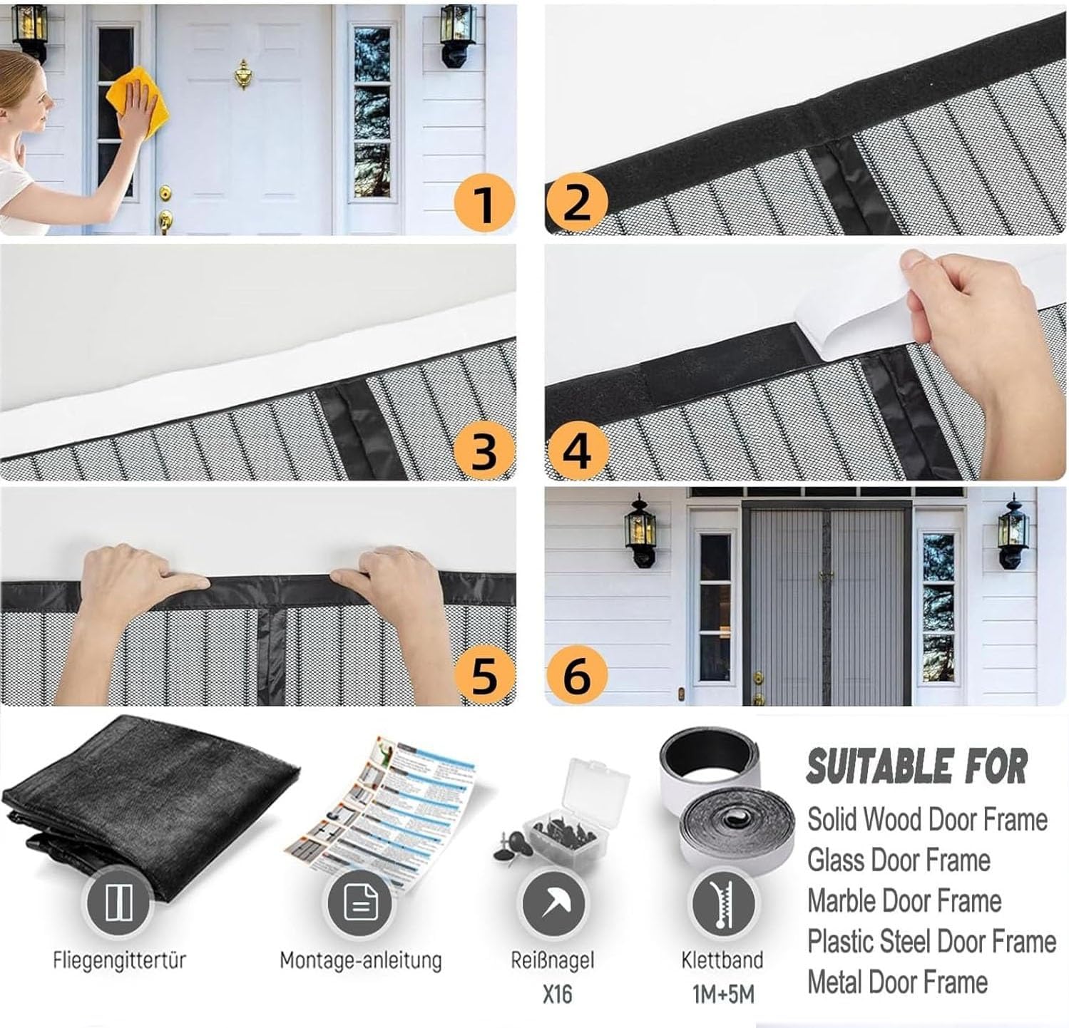  Magnetic Window Mosquito Net 57 X 110 Cm Top And Bottom With Automatic Magnetic Closure Mosquito Net For Windows Of Various Types, Black