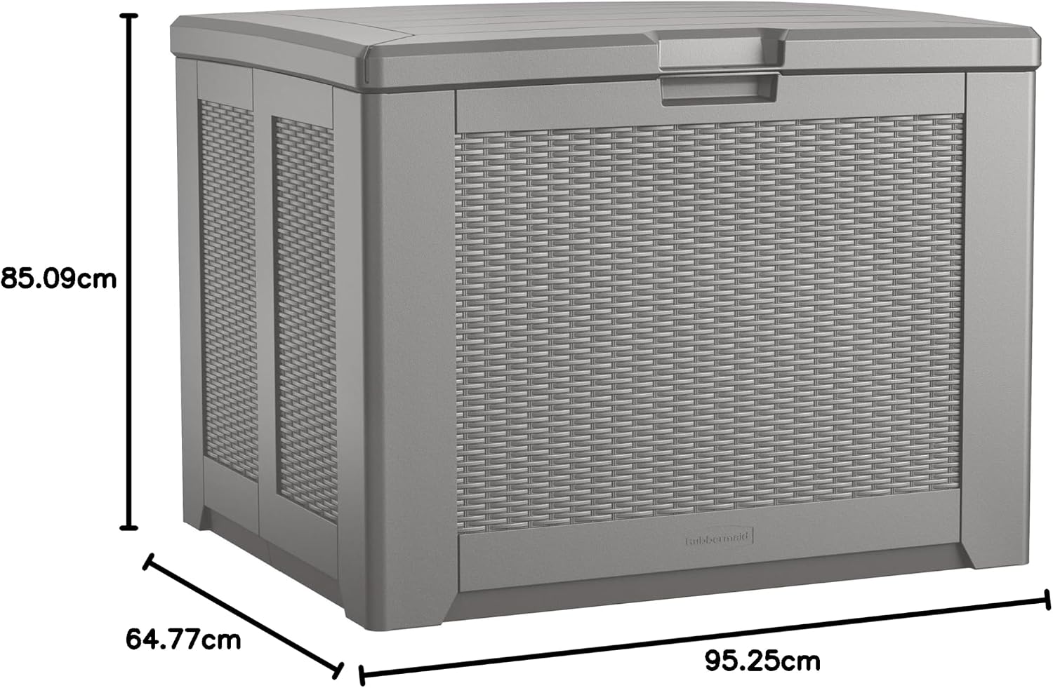  Rubbermaid Coffre De Terrasse D'extérieur Facile à Installer - Taille M - Résistant Aux Intempéries - Gris - Pour Pelouse, Jardin, Piscine, Rangement D'outils, Organisation De La Maison