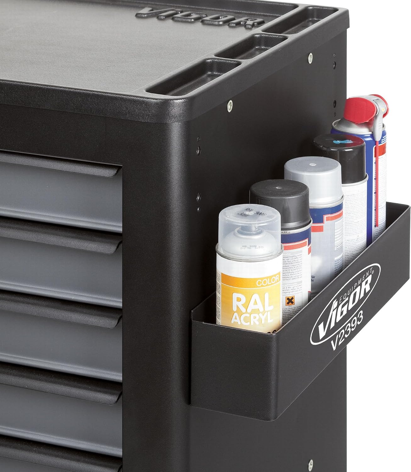  ViGOR V2393 Porte-boîtes, Convient Aux Servantes D'atelier Series M, L, XL, XD (sauf V4481-X), Pour 5 Boîtes, 430 X 90 Mm'.