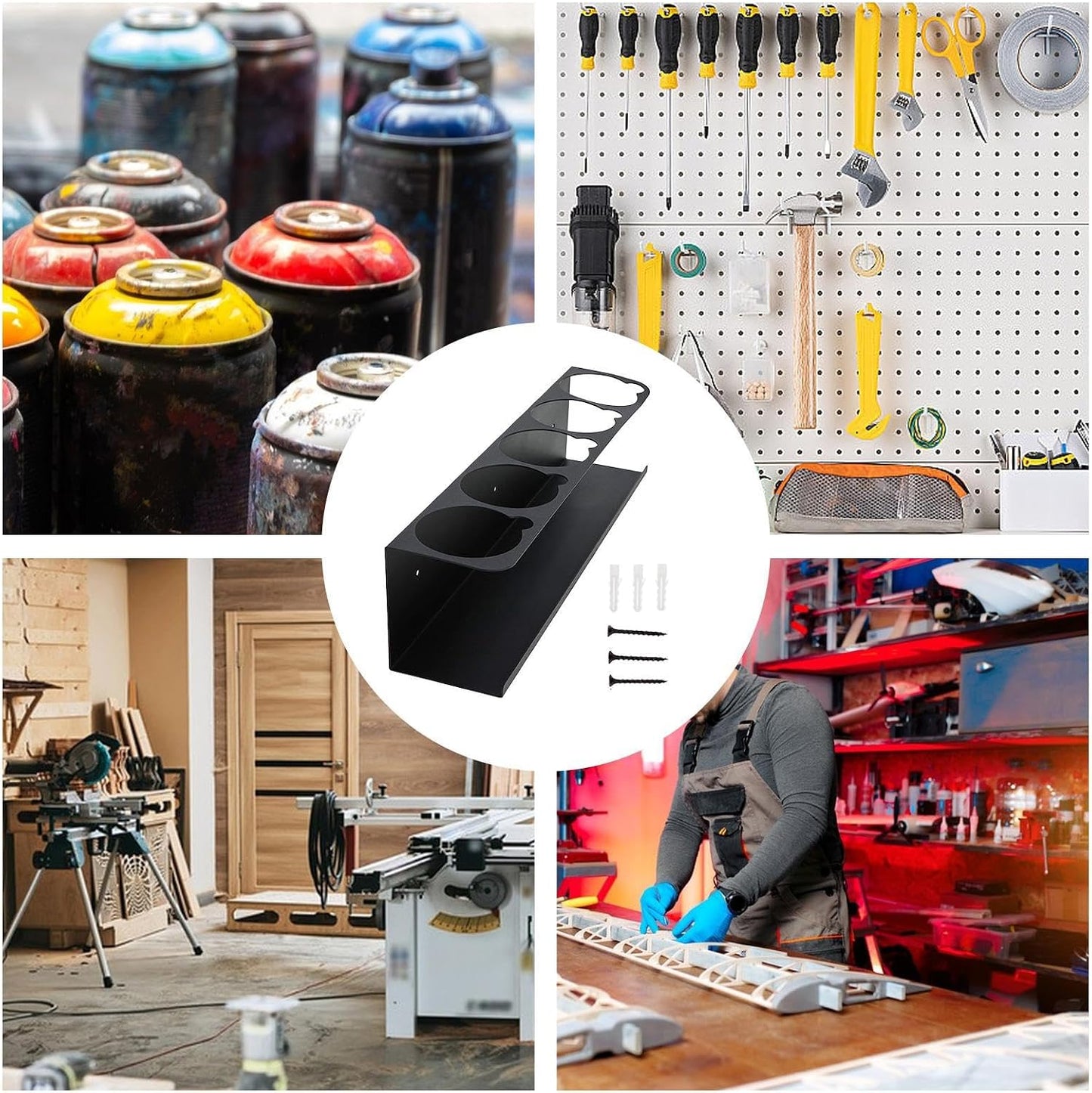  Generico Rack De Tuyau De Calfeutrage, Organisateur D'autocollants Muraux, Cartouches De Scellant Multi-compartiments, Outils D'atelier De Garage Pour Tuyaux De Calfeutrage, Clé Anglaise,