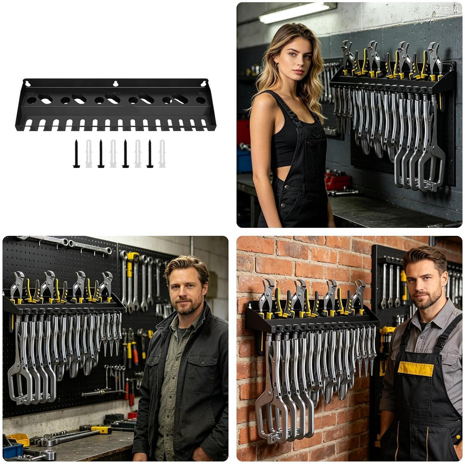  Générique Organiseur Mural Pour Outils,Support Pour Pinces - Rangement D'outils Robuste - Pour Jardin Cour Arrière Garage Patio Sous-Sol Atelier Entrepôt
