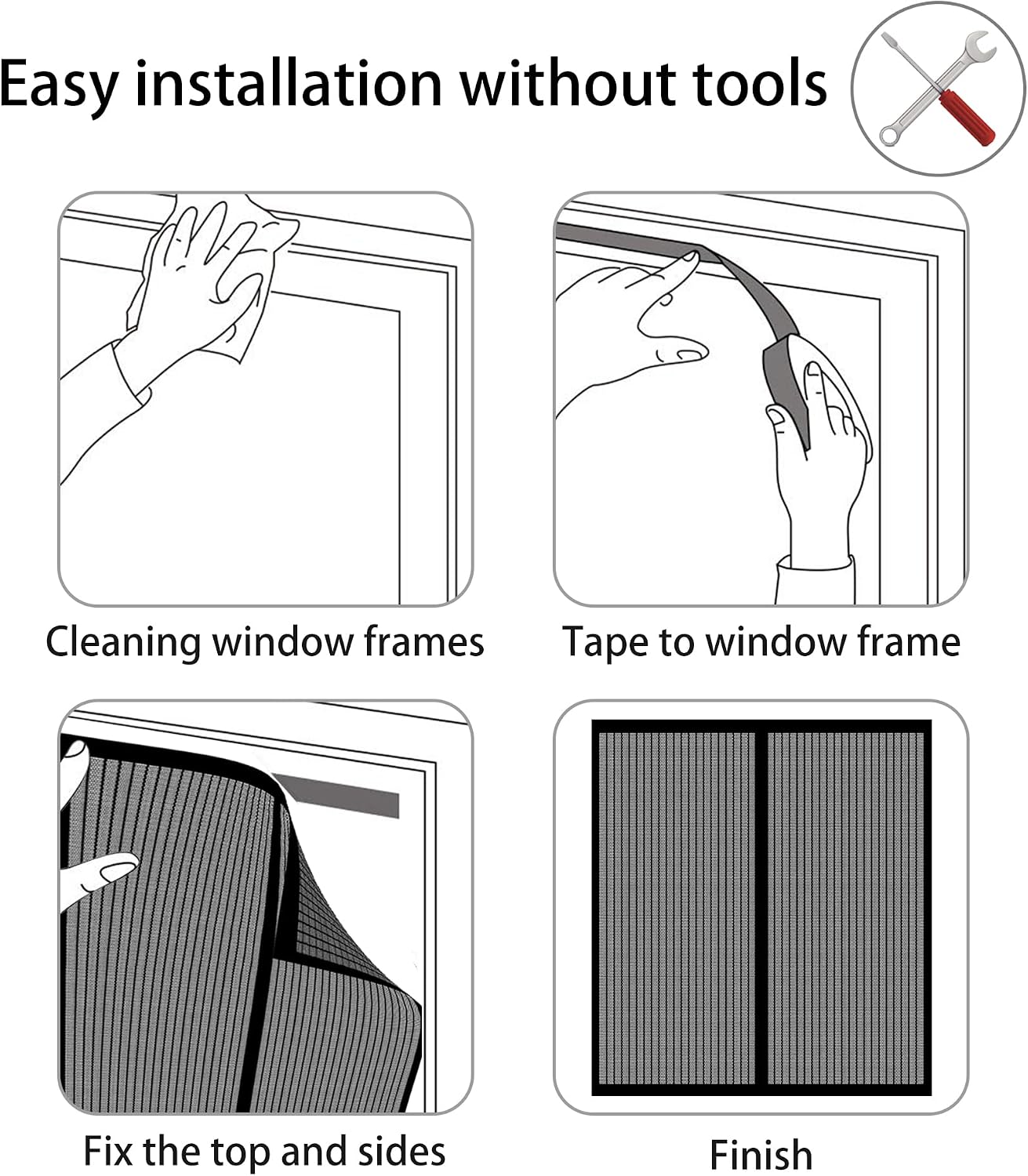  Magnetic Insect Screen Door Window Curtain 138 X 167 Cm Easy Installation For Living Room Window Black