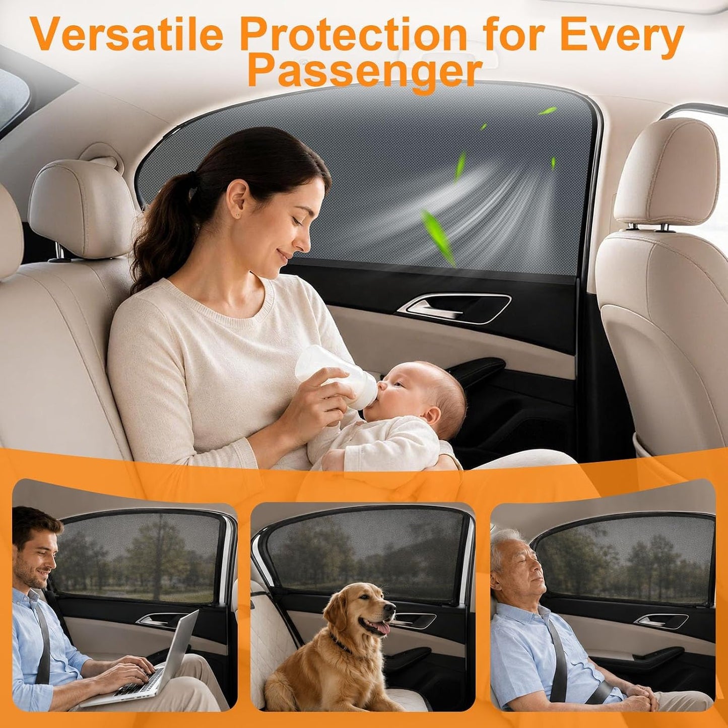  Moustiquaire De Voiture Pour Seat Leon St 3 (III) 5F Facelift I 2017-2020, Pare-Soleil Fenêtre Voiture Chaussette Écran De Fenêtre Latérale Maille Anti Insecte,2 Front Windows