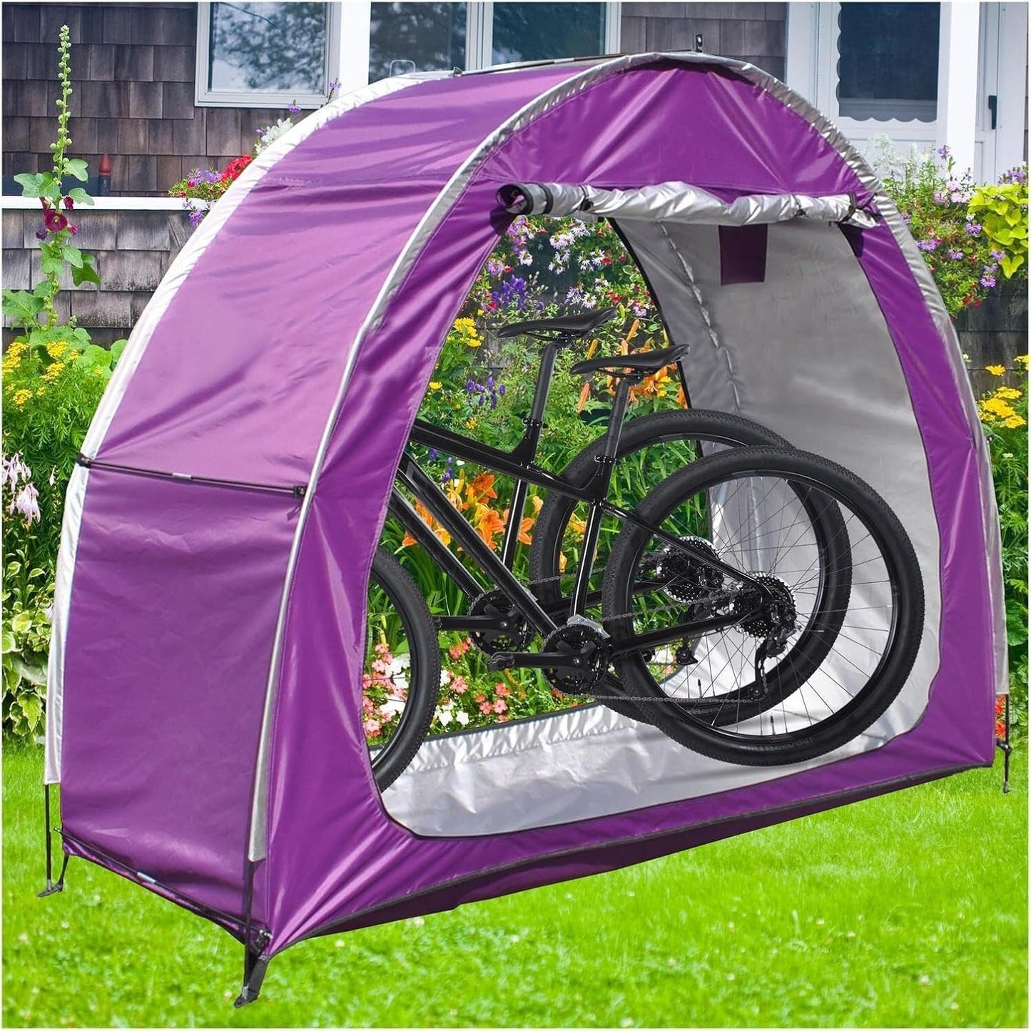 GENERIC Tente De Rangement Pour Vélo, Housse De Vélo Durable En Oxford 210D - Lot De 2 Tentes Pour Vélo, Idéales Pour Le Rangement Extérieur, Imperméables Et Résistantes Aux UV, Conception Modulable