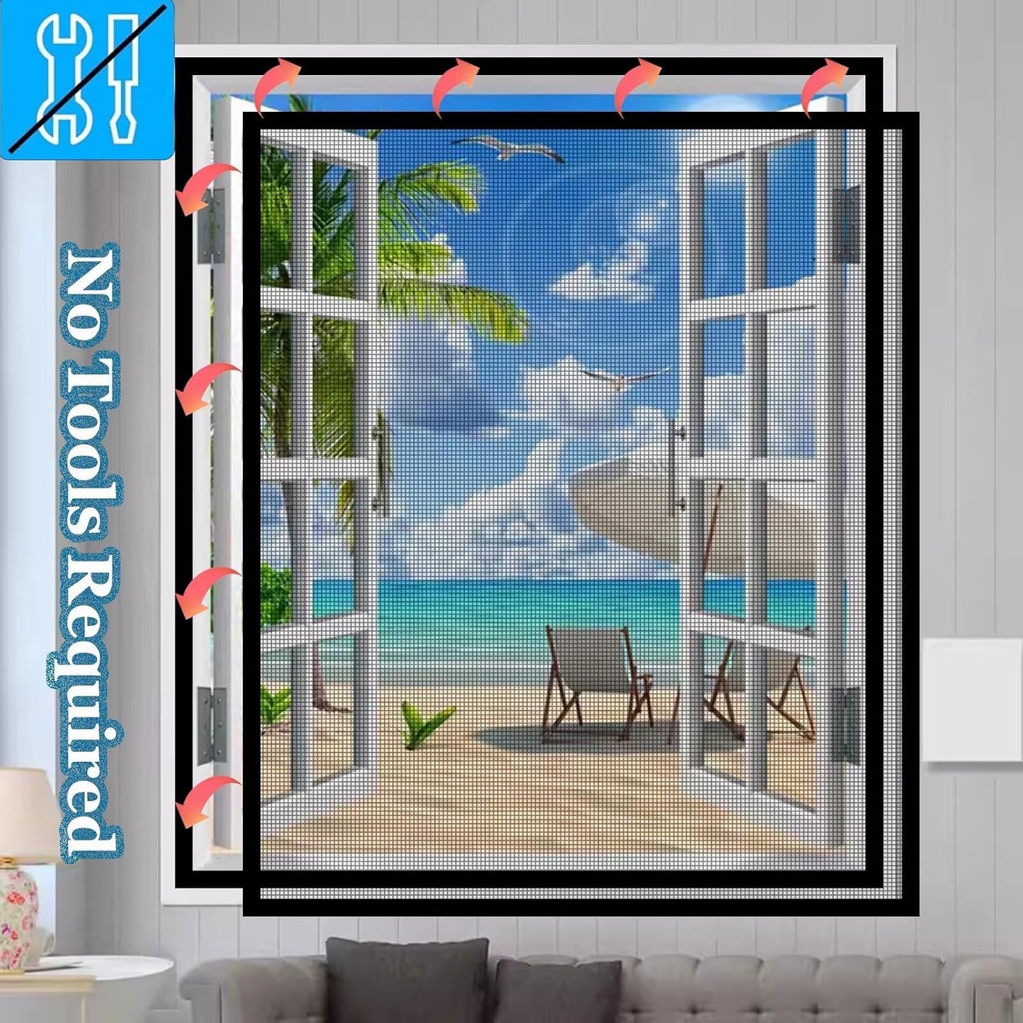  Moustiquaire Fenetre Scratch 100x200cm Noir Anti Moustique Coulissante Baie VitréE Sans Perçage