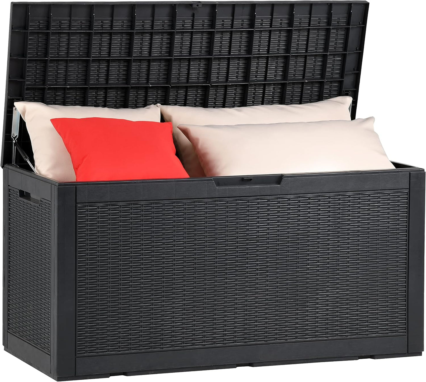  YITAHOME Boîte De Rangement D'extérieur étanche 380 L - Grande Boîte De Rangement En Résine - Coussin D'extérieur Verrouillable - Noir