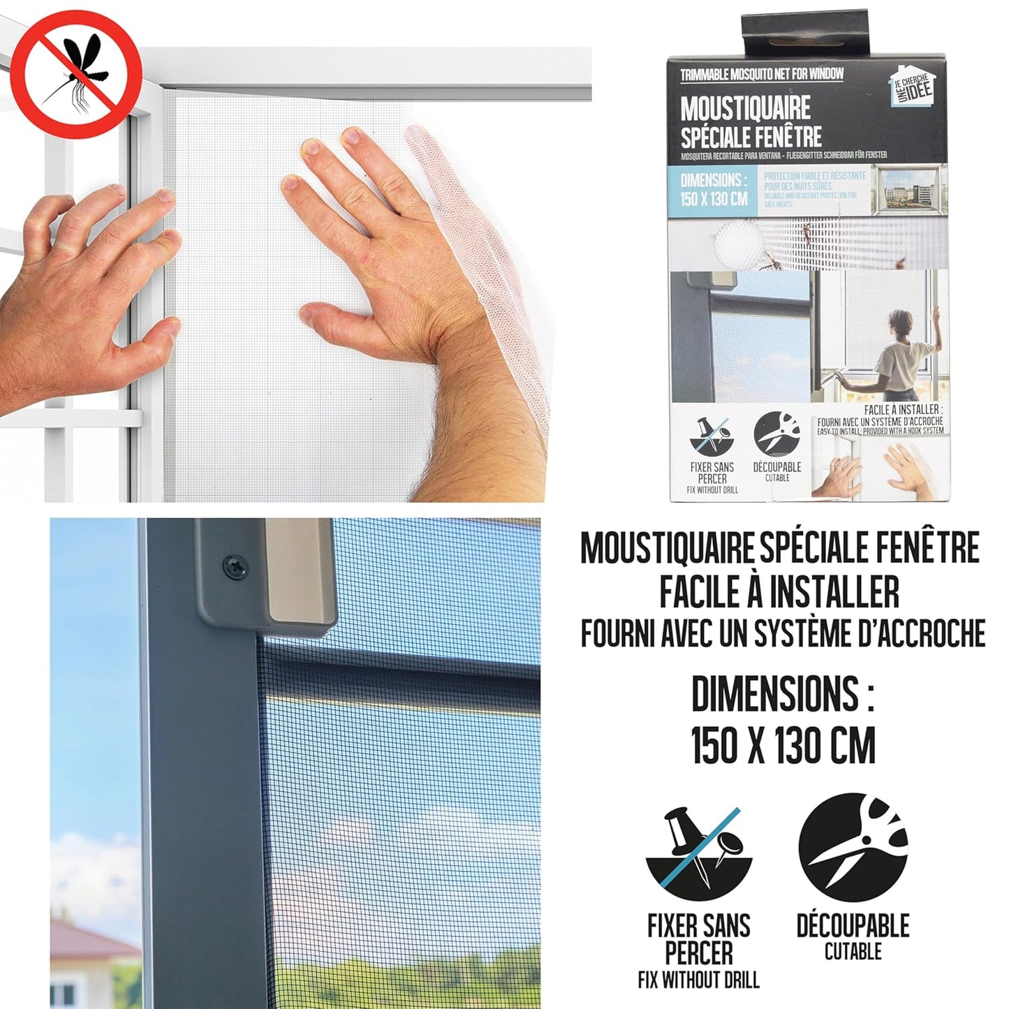  Moustiquaire Decoupable De Fenetre 150X130cm Maison Et Bazar Bazar Et Quincaillerie Anti Insecte
