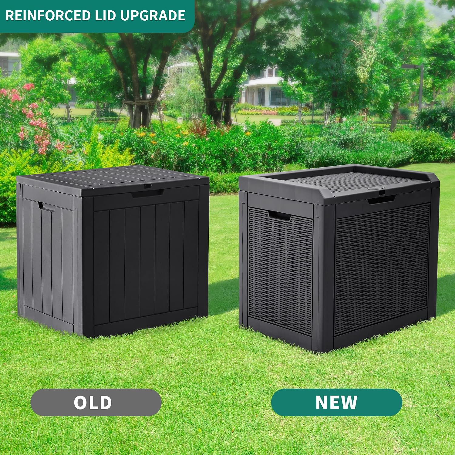  YITAHOME Boîte De Rangement D'extérieur En Rotin De 118 L, Boîte De Terrasse En Résine Imperméable Avec Couvercle Et Poignées Verrouillables, Rangement De Jardin Toutes Saisons Pour Coussins