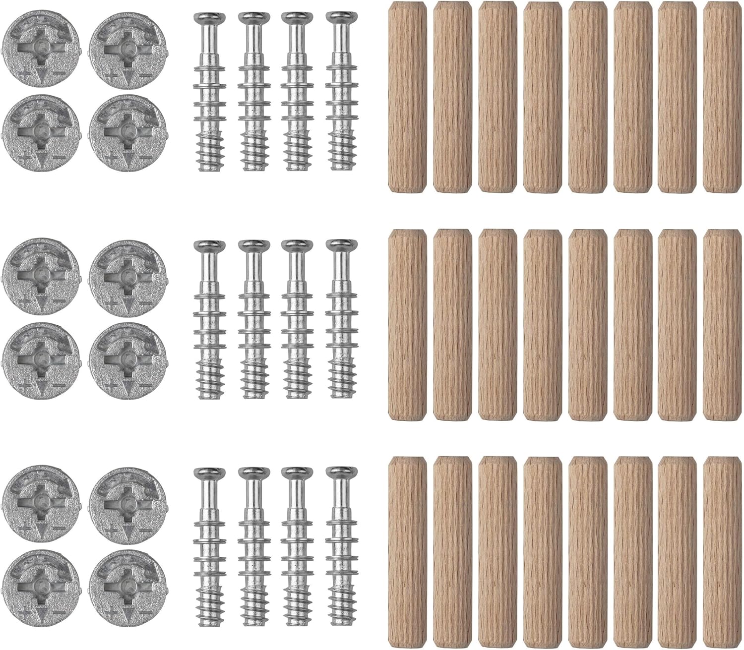  Wolfcraft 4665000 - Kit De Ferrures Excentriques Pour Meubles - Kit Complet Pour Assemblages Vissés Lors De Construction De Meubles